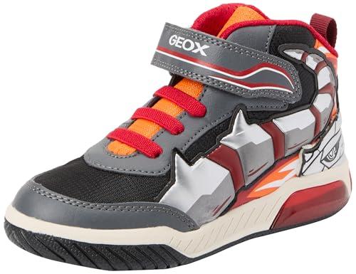 Geox J INEK Boy C, Scarpe da Ginnastica, Dk Grey/Orange, 33 EU