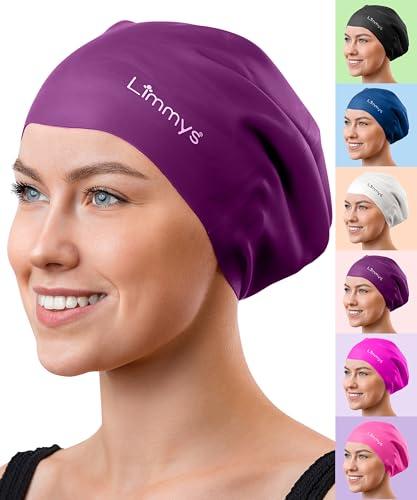 Cuffia da Nuoto Premium Limmys per Capelli Lunghi – Cuffia in Silicone Morbido – Vestibilità Confortevole, Extra Spazio, Resistente al Cloro, Ipoallergenica – Approvata da Nuotatrici di Tutto il Mondo