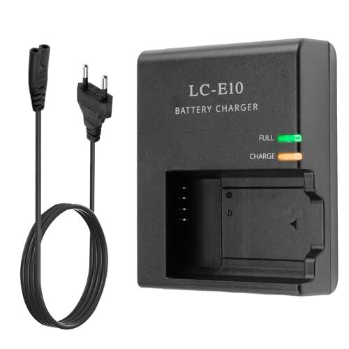 Caricabatterie Rapido per LC-E10 LC-E10C LP-E10, Caricatore Batterie Compatibile con Canon EOS 1100D / 1200D / 1500D / 3000D / X50 / Rebel T3, Carica Batteria Fotocamera con Cavo di Alimentazione UE