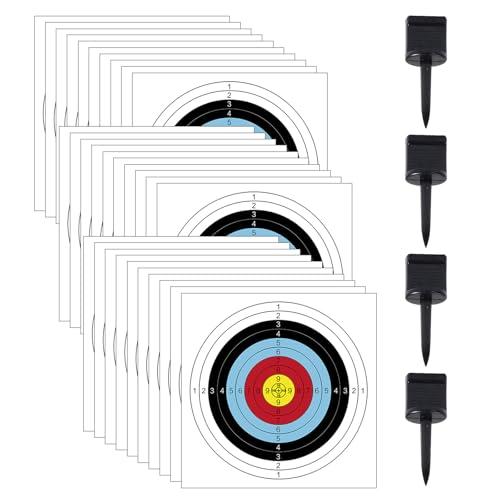 Bavooty Disco di Tiro con l'Arco, 40 x 40 cm, Rosso, Carta, 30pcs