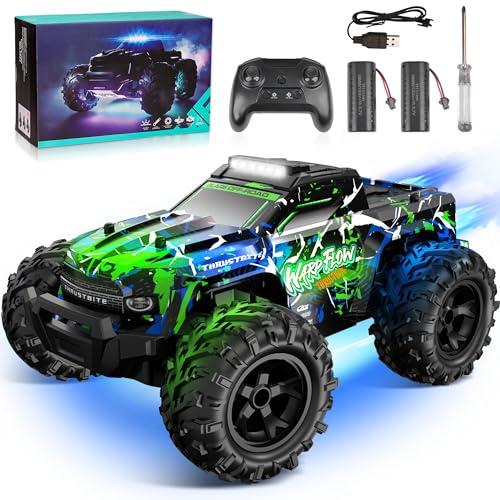 JOYTREKY Macchina Telecomandata - 1:18 Alta velocità LED Light 25KMH Auto RC con Spray 2.4GHz AllTerrain Off-Road Truck Giocattoli 2 Batterie ricaricabili 60 Minuti Giocattolo da Corsa Veloce - Verde