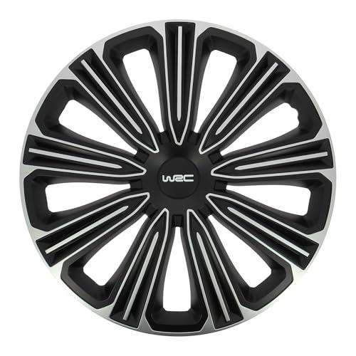 WRC 4 Copricerchi Sportivi Auto 15 pollici - Design Racing Rally Bicolore - Grigio Metallizzato Nero Opaco ABS Resistente