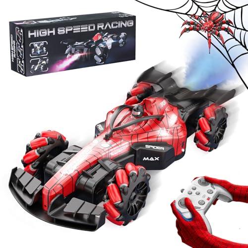 Kssvzz Spider Macchina Telecomandata per Bambini 3 4 5 6 7 8 9 Anni, 2.4GHz 1:16 F1 Auto Radiocomandata con Luci, Spray e Ruotare di 360°, Regalo Compleanno Natale Esterno Giochi per Bambino