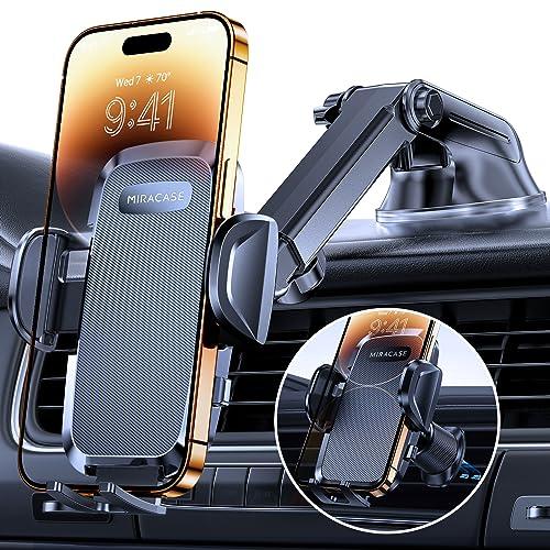 Miracase Supporto Universale per Telefono Auto [Potente Ventosa] Porta Cellulare Doppio Gancio Metallico per Cruscotto Parabrezza e Presa d'Aria Automobile Adatto Smartphone Universale