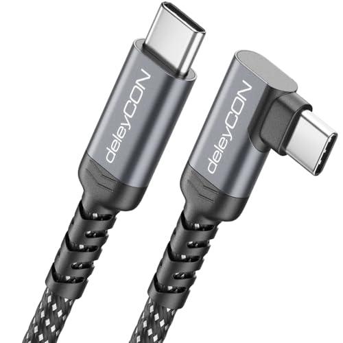 deleyCON 1m Cavo USB-C 240W Angolato 90° (Ricarica Rapida) USB-C a USB-C per iPhone 17 16 15 Galaxy A16 A56 S25 S24 S23 Pixel iPad MacBook AirPods Tablet CarPlay PS5