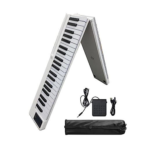 88 tasti pianoforte pieghevole tastiera elettrica pianoforte pianoforte digitale portatile semi-pesato doppio altoparlante incorporato ricaricabile con pedale di sostegno MIDI Bluetooth 5.0, porta spa
