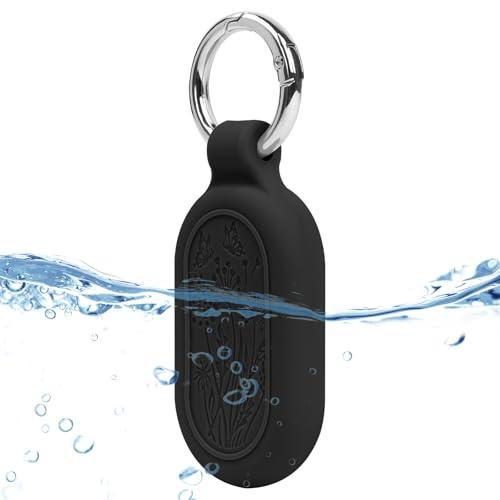 Ainiv Custodia Compatibile con Samsung Galaxy SmartTag 2, SmartTag2 Impermeabile Case Flessibile in Silicone, Cover per SmartTag2 Tracker con Portachiavi, Anti-Graffio Protezione Case Cover, Nero