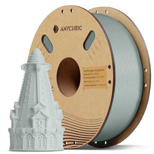 ANYCUBIC Matte PLA Filamento 1,75 mm, Filamento per Stampante 3D Struttura Matte, Superficie Fine, Nessuna Linea di Strato Visibile,Matte Grigio 1KG