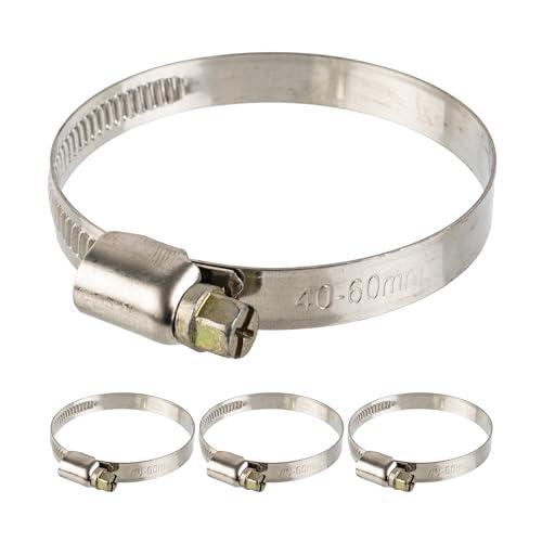 Fascette stringitubo professionali con vite senza fine, campo di serraggio 40-60 mm, 4 pz in acciaio inox W2, con impronta a croce, banda larga 9 mm, fascetta per tubo lavatrice