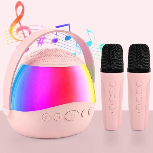 Karaoke, Diealles Shine Portatile Cassa Karaoke con 2 Microfoni, Cassa con Microfono con Luce LED ed Effetti di Cambio Voce, Microfono Bambini per Ragazzi e Ragazze