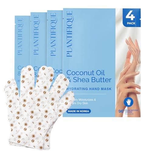 PLANTIFIQUE Maschera Idratante Mani 4 Guanti con Acido Ialuronico, Burro di Karité e Macadamia – Guanti Idratanti Profondi, Crema Riparatrice Pelle Secca, Crema Vegana Nutriente Mani Anti-Aging Spa