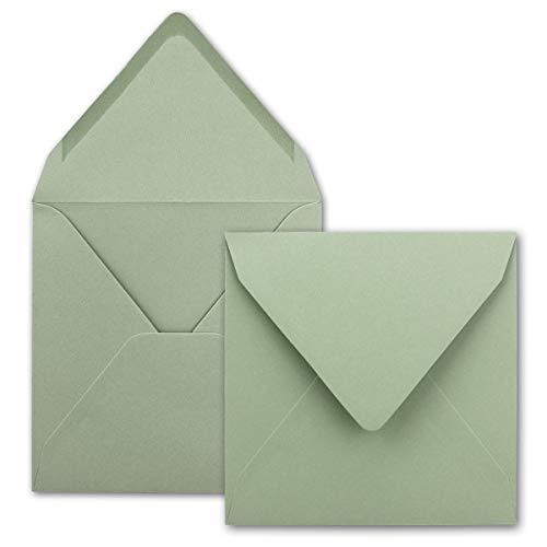 50x Buste quadrate in eucalipto (verde) - 15,5 x 15,5 cm - senza finestra, con colla umida - 110 g/m² - Per biglietti d'invito per matrimoni, compleanni e altro - Serie FarbenFroh