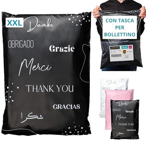 EMBALLAX - 20 Buste per Spedizioni Vinted grandi CON TASCA PER BOLLETTINO - XXL 60x45cm - NON TRANSPARENTI/RESISTENTI - Sacchetti Spedizione in Plastica - Pochette per Spedizioni Postali - grazie