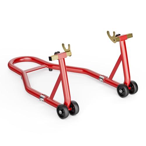 Wiltec Cavalletto alzamoto posteriore sotto forcella, max 450 kg, con rotelle, per ruote posteriori