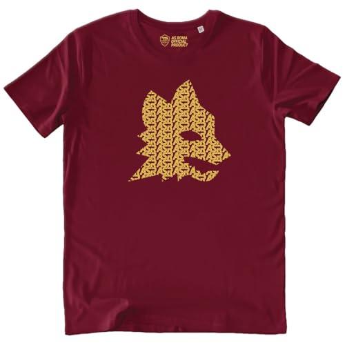 AS Roma T-Shirt Lupetto Stampato, Adulto, Rossa, L