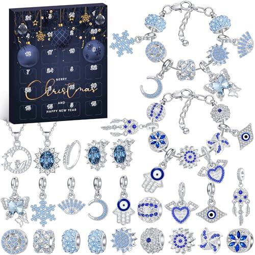 AVAKY Calendario Avvento 2025 Donna Gioielli, Calendario Dell'Avvento Fai da te Set Gioielli Donna, Calendario Avvento Braccialetti Collane Orecchini Squillo Regalini Natale Bambina Ragazza