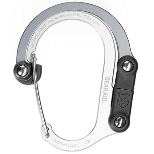 GEAR AID HEROCLIP Moschettone e Gancio (Medio) per Campeggio, Zaino e Organizzazione del Garage, Grigio