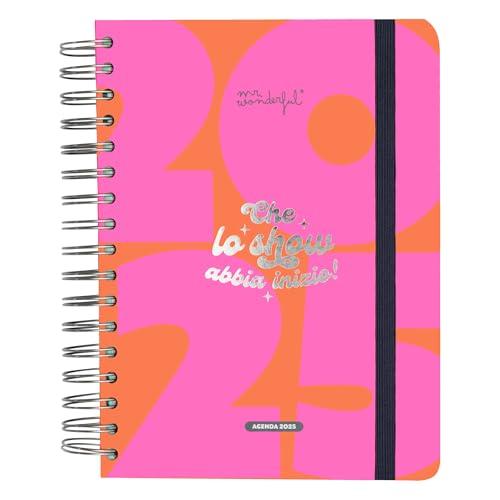 Mr. Wonderful Agenda Wonder 2025 Giornaliera - Che lo show abbia inizio! - Include 8 Fogli di Adesivi e Blocchetti di Note Adesive con Diverse Forme