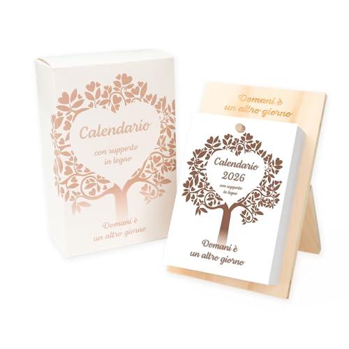 Calendario degli Aforismi 2025 Domani E' Un Altro Giorno 365 Fogli con Supporto in Legno Albero della Vita