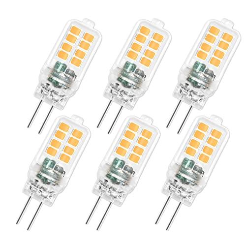 SCNNC Lampadina LED G4 12V 3W, Non Dimmerabile, 300LM Bianco Caldo 3000K, Equivalente a Lampadina Alogena 25W, per Plafoniere, Cappa Cucina, Illuminazione del Paesaggio, 6 Pezzi