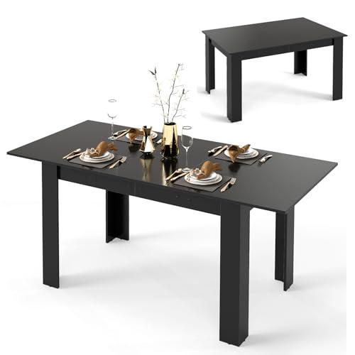 COSTWAY Tavolo Allungabile da Pranzo per 4-6 Persone, Tavolo Consolle Estensibile, Tavolo Moderno da Cucina, Soggiorno e Sala da Pranzo, 158 x 70 x 76 cm, Nero