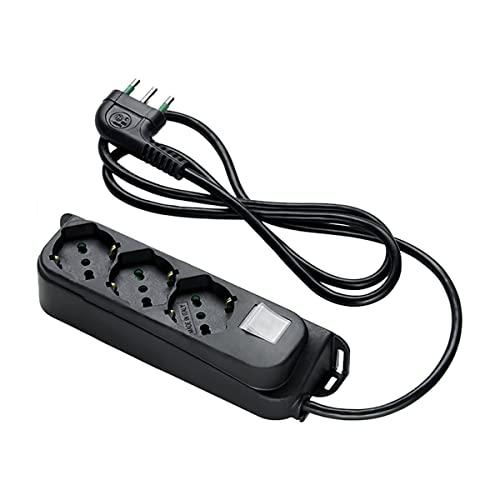 Fanton S.P.A. 47461 Multipresa OMEGA ciabatta nera 3 prese bipasso 16A - cavo 1,5 m. - spina a squadra grande italiana - scarpetta+ interruttore bipolare luminoso banca made in italy