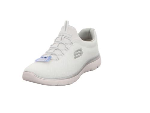 Skechers Summits Artistry Chic, Scarpe da Ginnastica Donna, White Mesh/Silver & Gray Trim, 40.5 EU