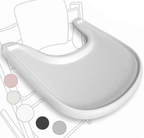Vassoio per seggiolone compatibile con la sedia Stokke Tripp Trapp – non compatibile con piatti a ventosa – design ergonomico curvo, bianco opaco, senza BPA, facile da montare
