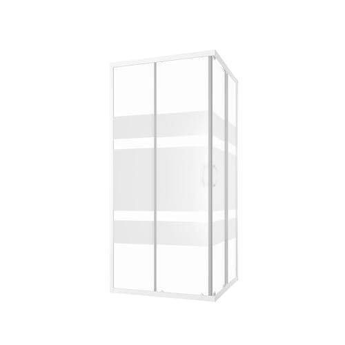 Box Doccia Angolare 70x90 cm Vetro Serigrafato 4 mm Profili Bianchi h185cm mod. Grenada