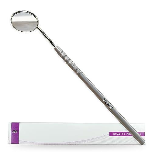 Specchio dentale con manico | Specchio dentario in acciaio inossidabile dentale | Strumenti dentisti per ispezione della pulizia dei denti | Specchio per bocca dell'igiene orale per uso quotidiano CE