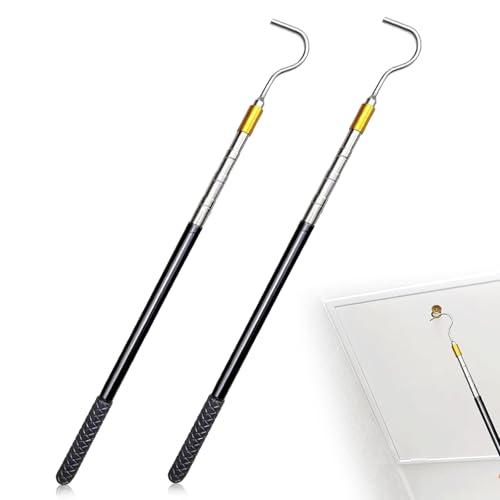 HUSOUE 2 Asta Telescopica con Gancio in Acciaio Inox, con Impugnatura in Gomma, per Tenda da Sole, Barca, Robot Seagull SE e Scuba SE - Apriscatole per Camper