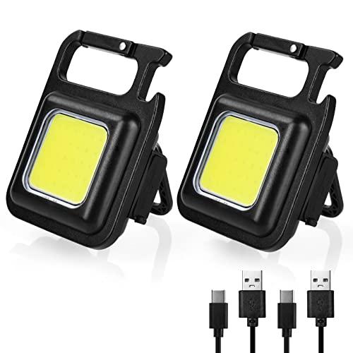 URAQT Mini Torcia Elettrica a LED, 4 Modalità Mini Torcia Portachiavi, 2pz Luce Magnetico Multifunzione, 800 Lumen, Impermeabile, con Apribottiglie, Base Magnetica, per Campeggio/Riparazione/Emergenza