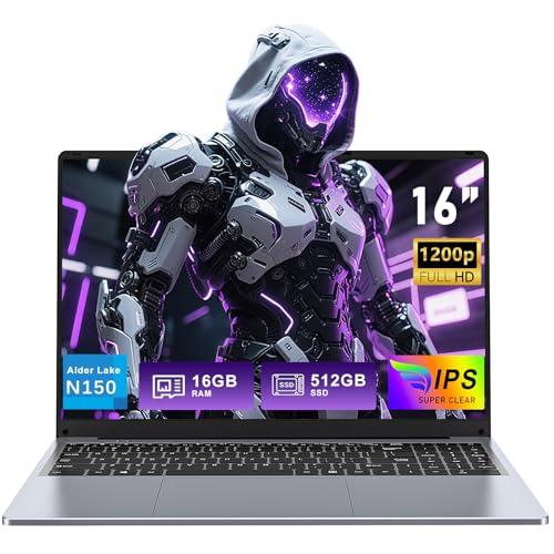 FUNYET Computer portatile da 16 pollici, 16 GB di RAM, 512 GB di SSD, 2025 Win 11 Pro Laptop, PC portatile Processore N150 (fino a 3,6 GHz), 6000 mAh, FHD 1920 x 1200, tastiera retroilluminata, WiFi5