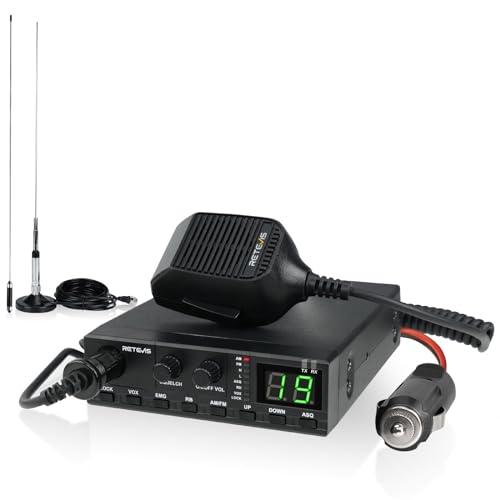 Retevis MB62 Kit Completo di Radio CB, Radio Portatile con Antenna ad Alto Segnale, VOX, AM/FM ad Ampia Compatibilità, EMG CH9/19, ASQ/SQ, Facile da Usare, Mini Autoradio per Camionisti (1Pz)