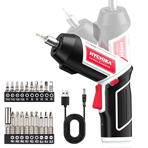 HYCHIKA Avvitatore a Batteria, Avvitatore Elettrico 6 Nm Cacciavite Elettrico 3.6 V 2.0 Ah, Luce LED, Cavo di Ricarica USB, Adatto per Riparazioni Domestiche DIY