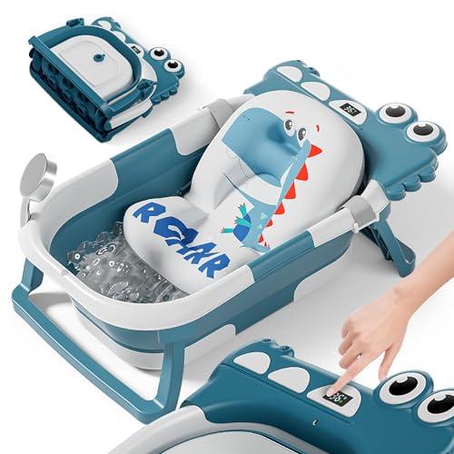 Vaschetta Bagnetto Neonato Pieghevole - Vaschetta Bagnetto Bambini 1-3 Anni Con Cuscino Da Bagno - Vaschetta Bagno Neonato Con Termometro - Supporto Bagnetto Neonato - Regalo Per La Nascita Bambino