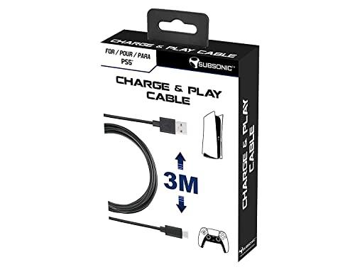 SUBSONIC 3m di Cavo di Ricarica USB C XXL per il Controller Dual Sense PS5 - Playstation 5 - - Nintendo Switch