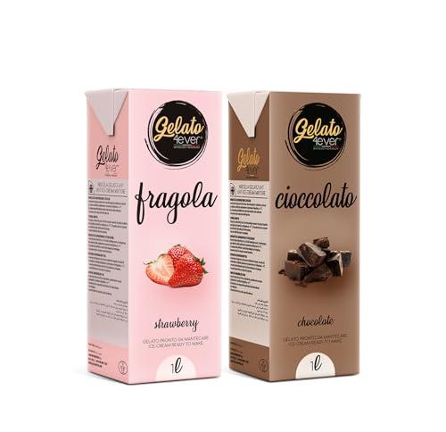 Gelato 4ever - Preparato per Gelato Pronto da Mantecare, Double Pack, Facile da Preparare, Compatibile con Tutte le Macchine per Gelati Come Ninja Creami, Magimix, HKoenig, 1L per Brick, Made in Italy