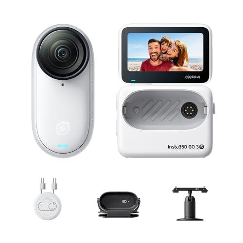 Insta360 GO 3S (128GB) - Cam 4K per vlogging, POV a mani libere, montaggio magnetico, stabilizzazione, 140 minuti di autonomia, impermeabilità fino a 10 m, editing IA