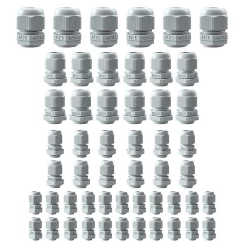 Dalephoric 52 Pezzi Pressacavi Elettrici Impermeabili IP68, Pressacavo M12 M16 M20 M25, Pressacavi Connettori Elettrici per 3-18 mm Cavo, per Scatola di Derivazione, Distributore a Parete