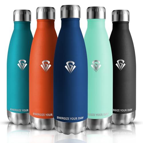 Grsta Borraccia Termica - 500ml - Borraccia Acciaio Senza Perdite, Bottiglia Termica, Senza BPA, Borraccia Palestra Mezzo, Borraccia Inox per Bambini, Scuola, Sport, Yoga, Campeggio