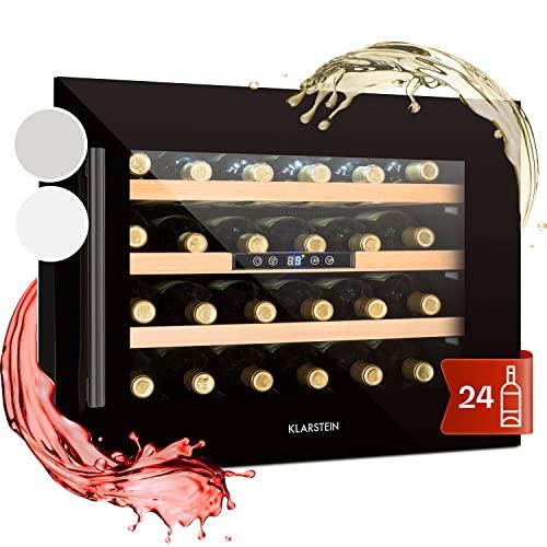 KLARSTEIN Cantinetta Vino Design da Incasso, Cantinetta Refrigerata a Zona Singola per Vino Rosso, Bianco e Birra, Controlli Touch, Frigo Vino per Esterno/Interno, 57L, 24 Bottiglie