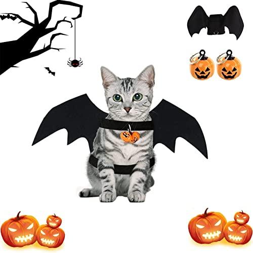 Ali di Pipistrello Halloween per Cane e Gatto, Costume da Pipistrello con Zucca Bells per Decorazione di Cosplay