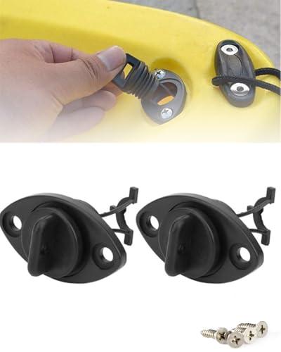 QLEUIFT Tappo di Scarico Scafo Universale, Set di 2 Tappo di Scarico con Viti per Canoa Gommone Kayak Barca, Nero
