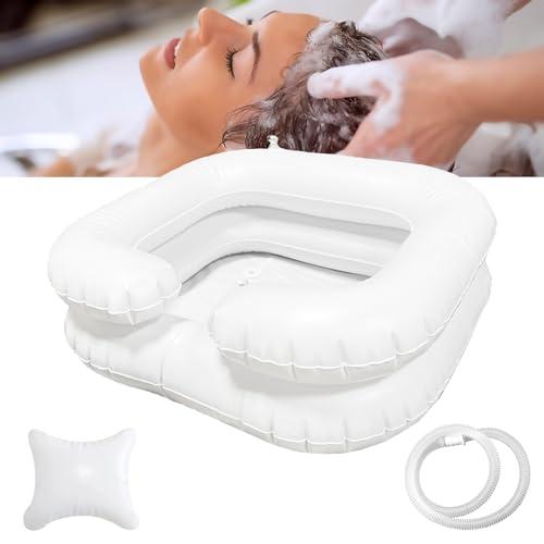 TZEKING Lavandino gonfiabile,Bacino gonfiabile per capelli portatile,Lavatesta Gonfiabile con Tubo di Drenaggio,Gonfiabile per Lavare i Capelli Lavandino,il lavaggio dei capelli per comodini e letto