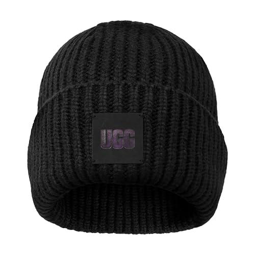 UGG Australia Donna W Chunky Rib Beanie W Berretto A Costine Grandi, Black, Taglia Unica