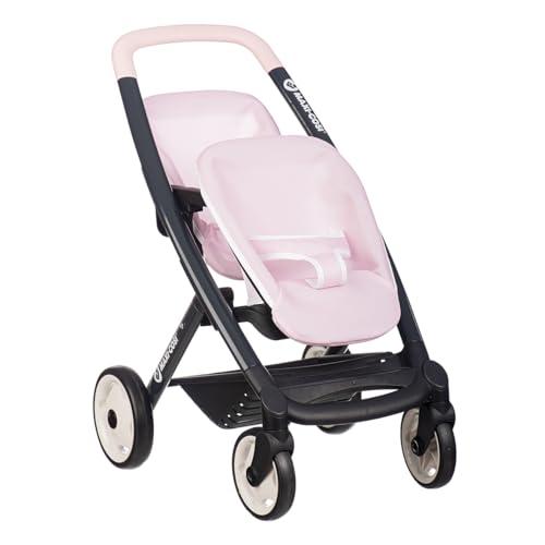 Smoby - Maxi-Cosi - Passeggino gemellare rosa - Giocattolo imitazione - Cavalca 2 bambole fino a 42 cm - Ruote silenziose e multidirezionali - Dai 3 anni - Prodotto in Spagna