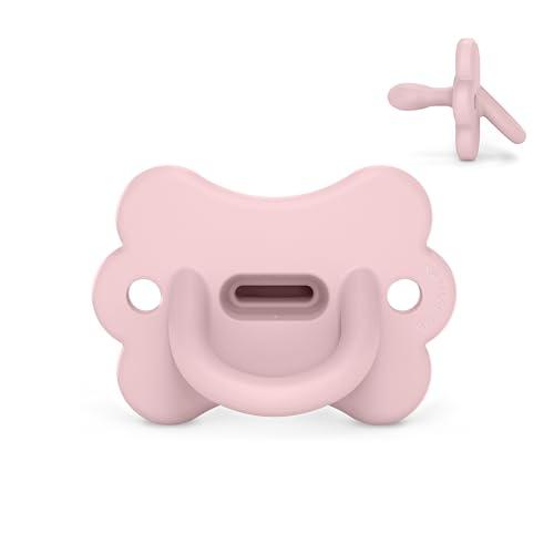 Suavinex, Ciuccio Tutto Silicone, Neonati 0/6 Mesi, Tettarella Fisiologica Sx Pro, Super Morbido e Flessibile, Ideale per Dormire, Rispetta Sviluppo Orale, Color Essence Butterfly, Rosa