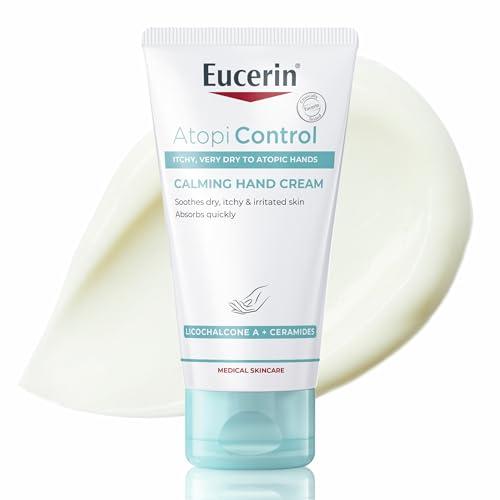 Eucerin Atopi Control Crema Mani Lenitiva 75 ml, Crema dermatite atopica mani per un sollievo immediato, Formula riparatrice con Ceramidi per pelle secca, screpolata, atopica e con eczema