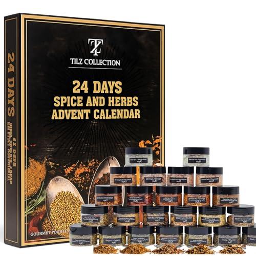 Calendario dell'Avvento 2025-24 mini barattoli per spezie, alimentari, calendario dell'Avvento, cucina, regalo di Natale per adulti, per cuoco, calendario dell'Avvento per uomini e donne